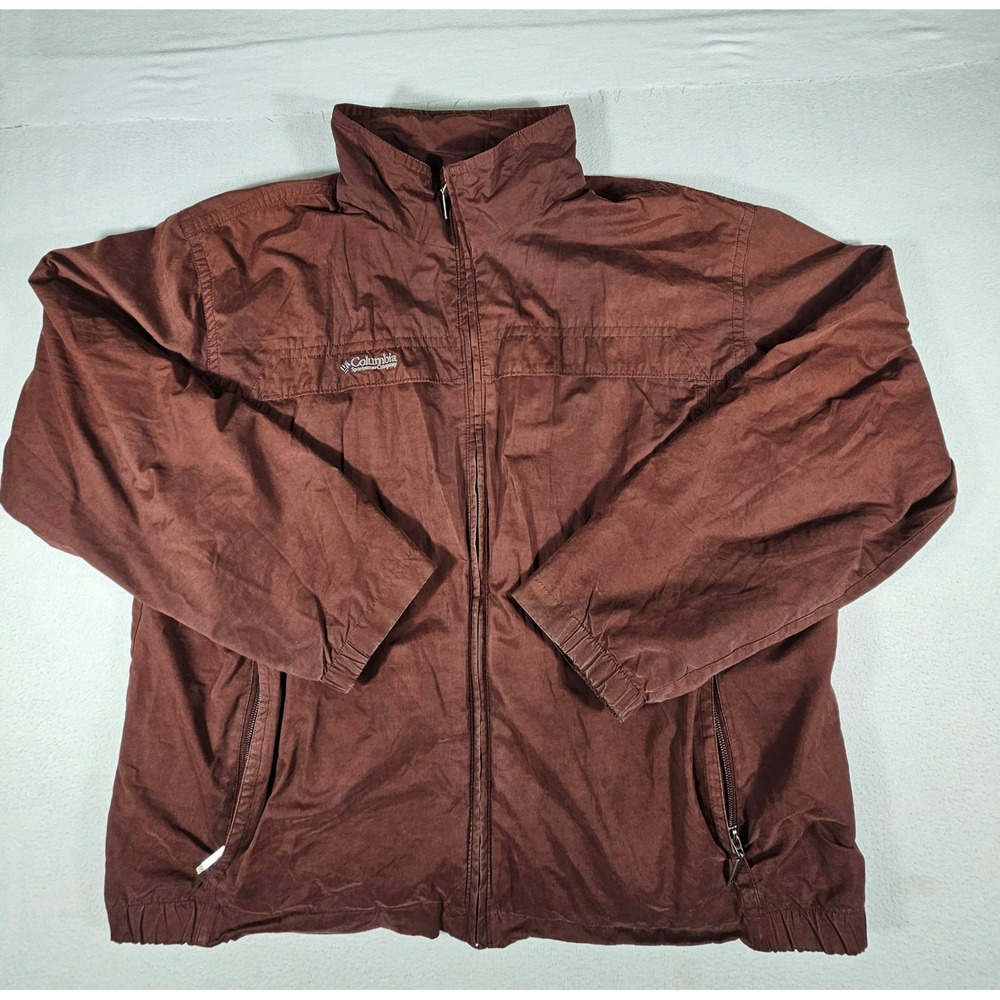 Columbia Sportswear Mens XL Full Zip Jacket Burgundy Mesh Lined WM3022 Outdoor